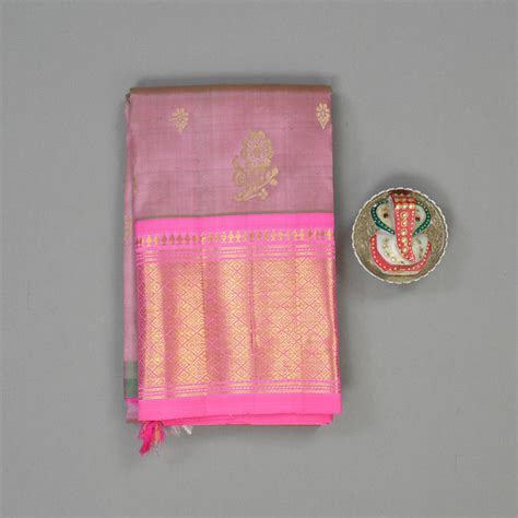 Hayagrivas Dual Tone (Pink & Green) Pure One-sided Border Kanjivaram S ...