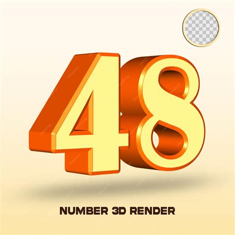 Premium PSD | 3d render number 48 light yellow orange color