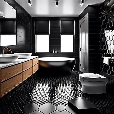 Black Hexagon Floor Tile Bathroom Ideas