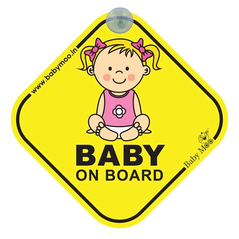 Baby Moo Infant Car Safety Sign Board With Vacuum Suction Cup Clip ...