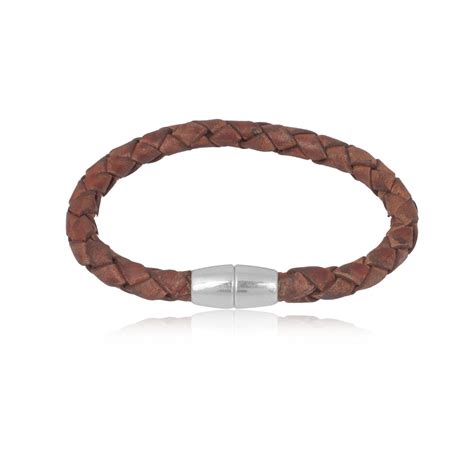 925 Sterling Silver Brown Rope Cord Original Leather Bracelet Wrist ...