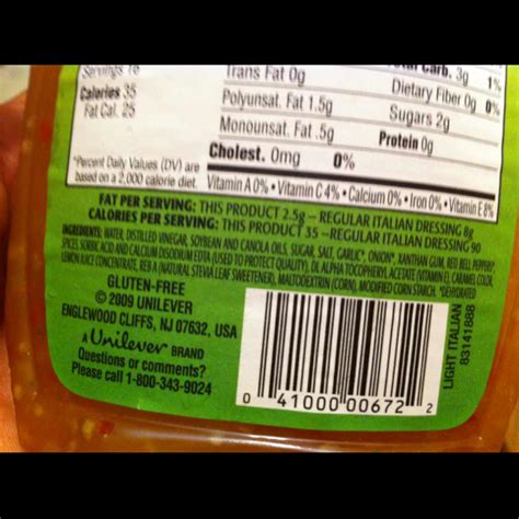 √ Wishbone Light Italian Dressing Nutrition Facts - Amanda Herrera
