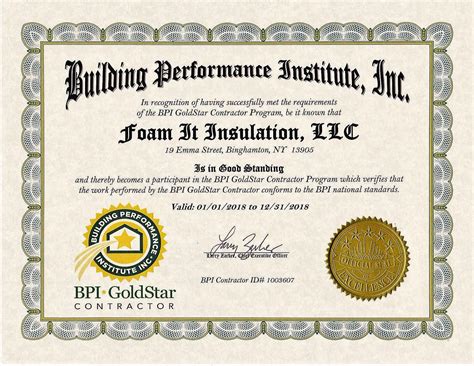 Building Performance Institute Certifications