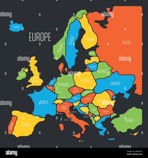 Simplified map of Europe. Rounded shapes of states with smoothed border ...