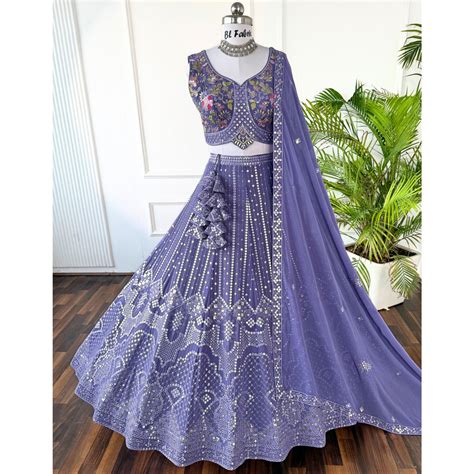 Rosy Purple color Sequence Embroidery work Designer Lehenga Choli for ...