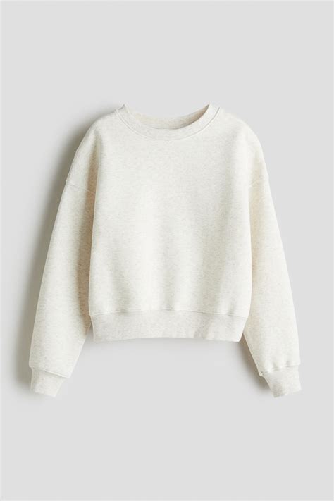 Crew-neck sweatshirt - Cream marl - Kids | H&M IN