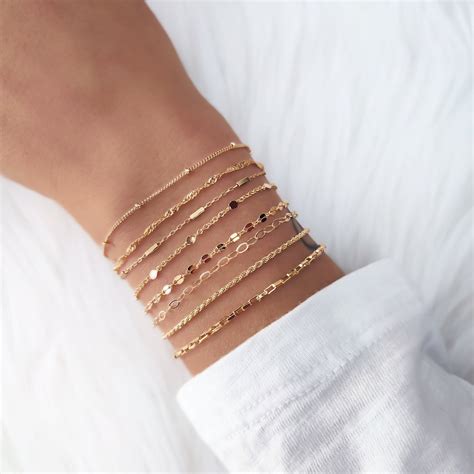 Dainty Gold Chain Bracelet: Tarnish Resistant Stacking Jewelry - Etsy