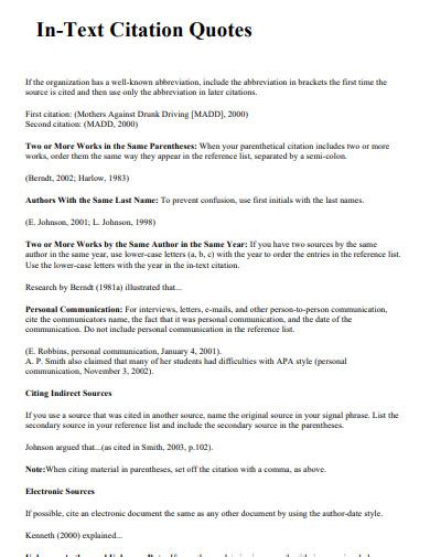 Image result for In-Text Citation Example