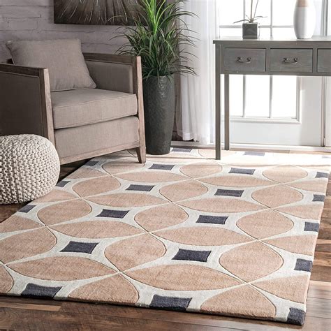 Buy SAFRAN CARPETS Handmade Tuftted Geometric Woollen Carpet for Living ...