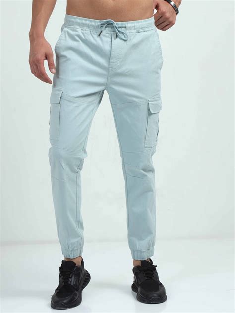 Buy Mens Light Blue Cargo Trousers Online in India