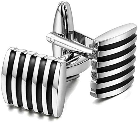 Yellow Chimes Cufflinks for Men Strips Black Cuff links with Enamal ...