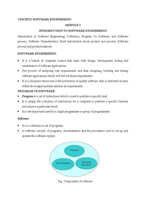 CF4CRT11 Module 1: Introduction to Software Engineering Overview - Studocu