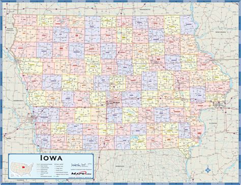 Iowa Counties Wall Map by Maps.com - MapSales