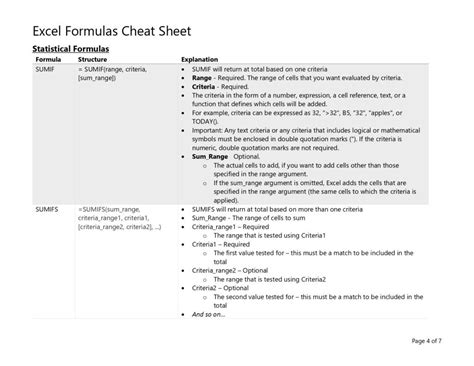 Image result for Advanced Excel Formulas Cheat Sheet