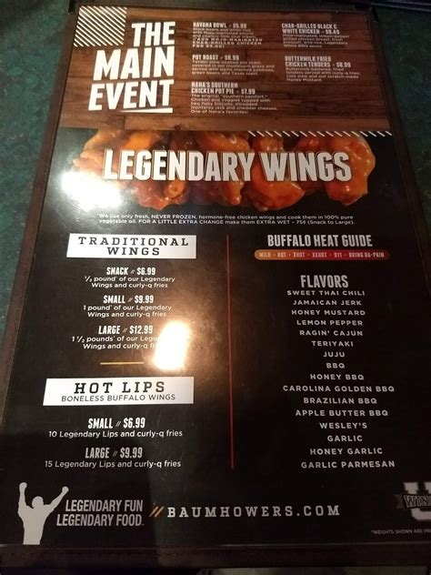 Menu at Baumhower's Victory Grille pub & bar, Montgomery