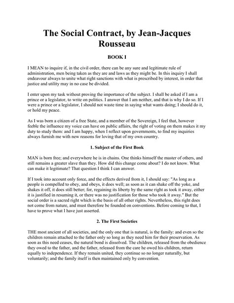 Rousseau Social Contract Theory
