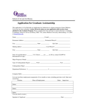 Fillable Online jmu Application for Graduate Assistantship - James ...