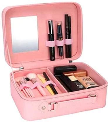 HOUSE OF QUIRK Makeup Case with Mirror Suitcase Vanity Storage (Pink ...