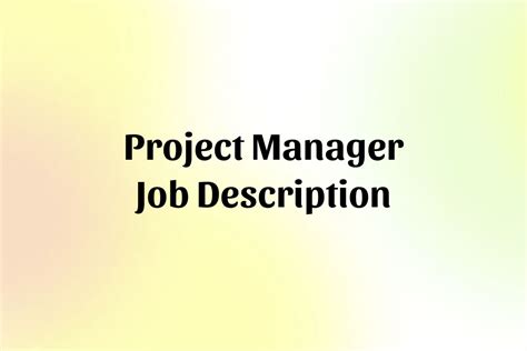 Image result for Project Manager Role Description
