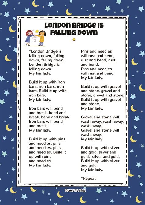London Bridge Nursery Rhyme Lyrics