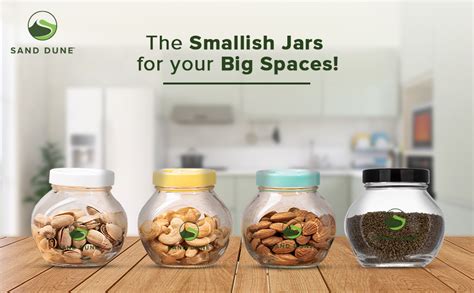 Buy SAND DUNE Set of 12, 200 ml Each Storage Glass Jar Assorted Plastic ...