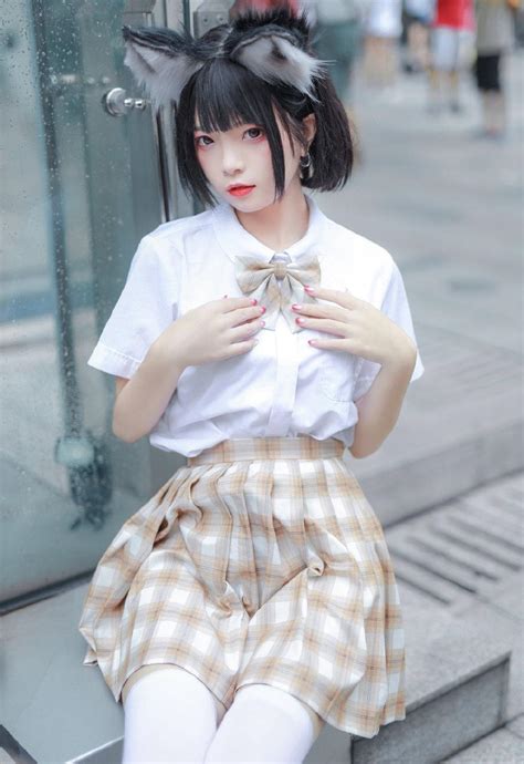 清纯猫耳少女甜美jk制服写真_清纯美女-可爱小图片