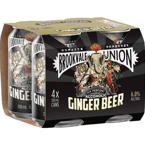 Brookvale Union Alcoholic Ginger Beer 6% Cans 330ml X 4 Pack | Woolworths
