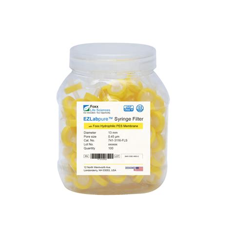 EZlabpure™ Hydrophilic 13mm Syringe Filters – 0.45µm PES Membrane, Non ...