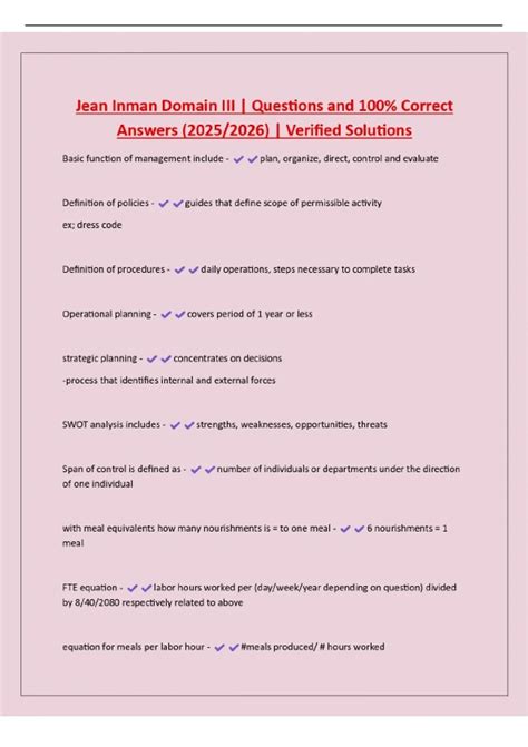 Jean Inman Domain III | Questions and 100% Correct Answers (2025/2026 ...