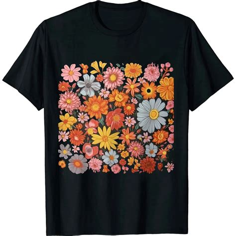 Flower Shirt for Women Cute Floral Print T-Shirt Summer Wild Flower ...