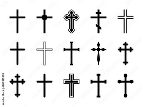 Christian cross. Jesus Christ crucifix, different shapes of orthodox ...