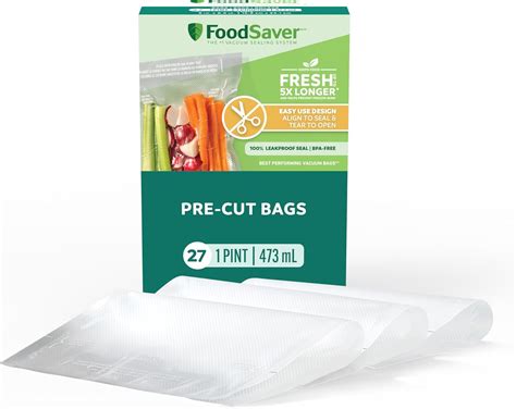 Amazon.com: FoodSaver Pint Pre-Cut Vacuum Seal Bags, Easy Use Vacuum ...