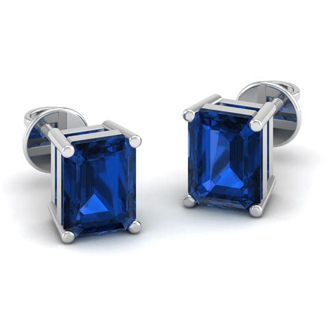 Akshat Sapphire Sterling Silver (92.5% purity) Precious Stud Earrings