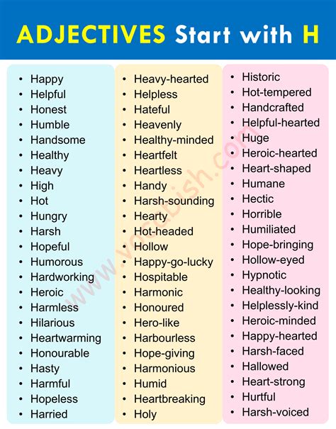 Adjectives that Start with H | 100 H-Adjectives List in English | Vocabish