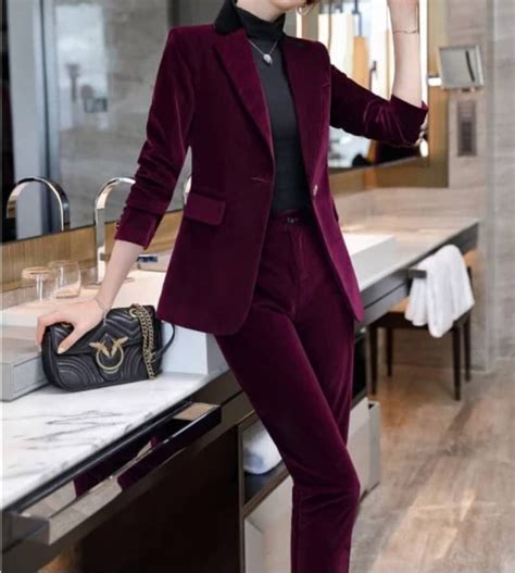 Women Velvet Suit Women Maroon Luxury Suit 2 Piece Suit Women Stylish ...