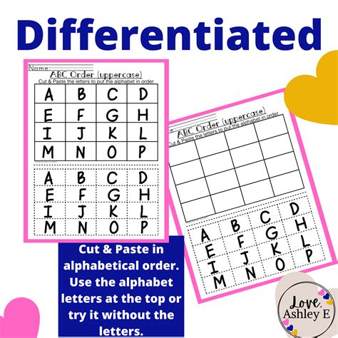 Alphabetical Order Cut and Paste Worksheets to learn Letter Names ...