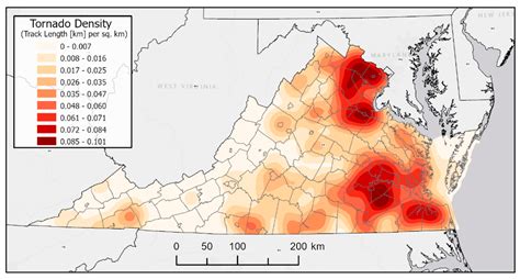Exploring Spatial Patterns of Virginia Tornadoes Using Kernel Density ...