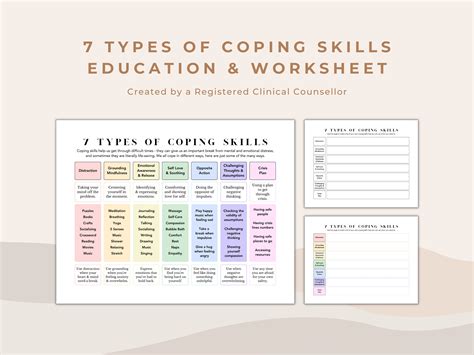 7 Types of Coping Skills Education Handout and Worksheet for - Etsy ...