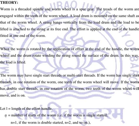 9. Experiment on Worm and Worm Wheel - Velocity Ratio & MA Analysis ...