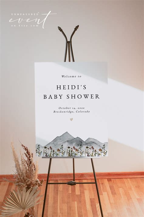 Printable stork baby shower welcome sign template watercolor stork and ...