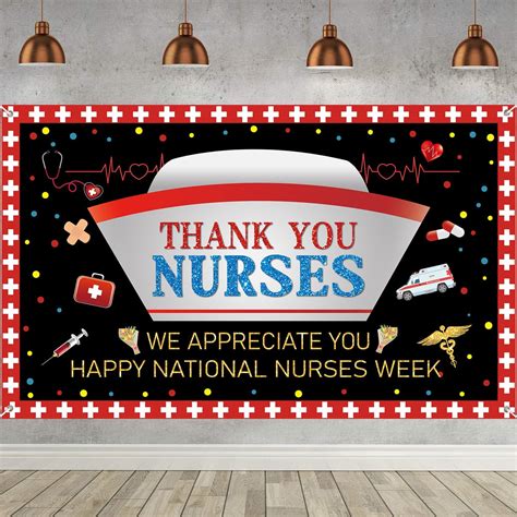 Amazon.com: 2025 Nurse Appreciation Week Decorations, Thank You Nurse Backdrop Large Happy ...