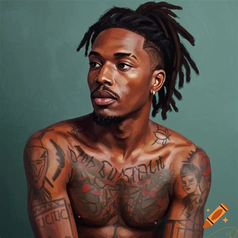 Light skin Black man with dreadlocks and tattoos on Craiyon