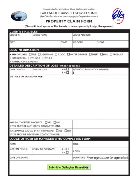 Property Claim Form - Blank Fillable Template | Fill Out, Print ...