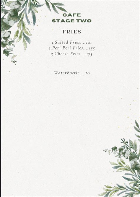 Menu at Cafe Stage Two, Bengaluru