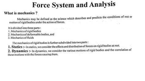 Basic mechanical engineering (BMET-101/102) unit 4- part1 (force system ...