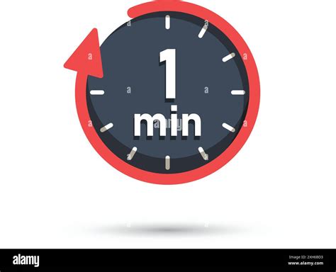 1 minute on stopwatch icon in flat style. Clock face timer vector ...