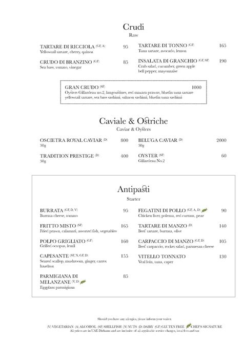 Menu at Naya restaurant, Dubai