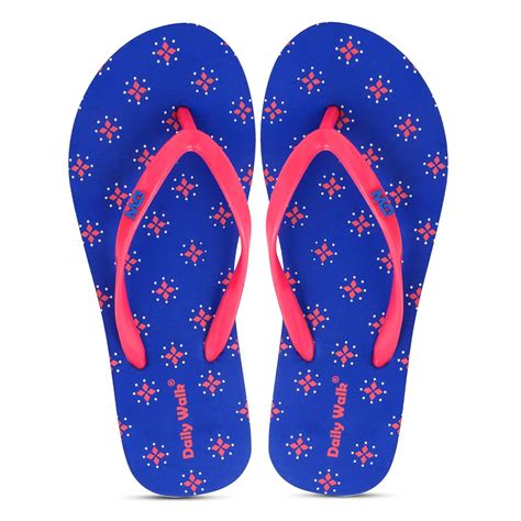 Buy Daily Walk Women's Royal Blue and Pink Flip Flop Regular Walking ...