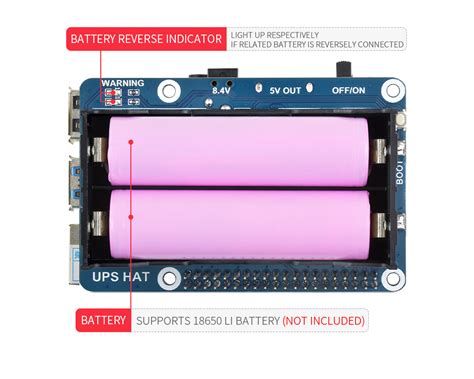 Uninterruptible Power Supply UPS HAT For Raspberry Pi, Stable 5V Power ...