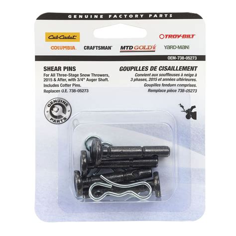 Shear pins 3 phases for snowthrower from MTD PRODUCTS PARTS | BMR